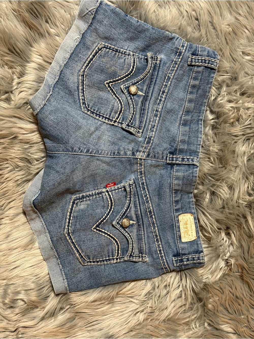 Levi's Blue Denim Cutoff Shorts with Back Pocket Detail